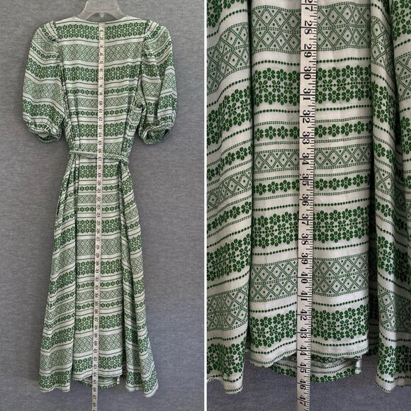 Ann Taylor Wrap Midi Dress Size 10 Shamrock Green Textured Career Office Brunch - Picture 13 of 16